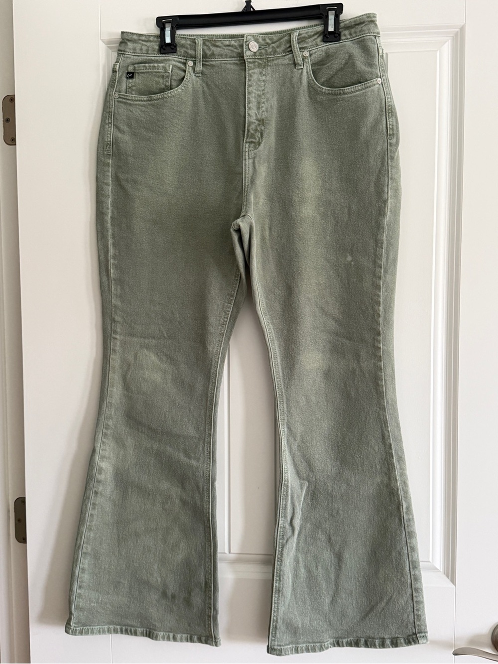 KanCan Sage Green Flare Wide Leg Jeans Size 10 Oversized
